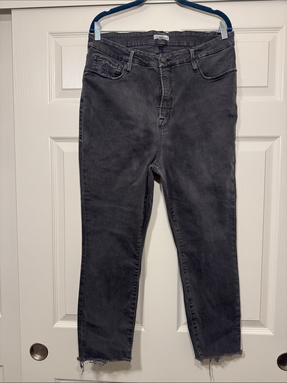 Good American Women's High-Waist Washed Black Straight Jeans